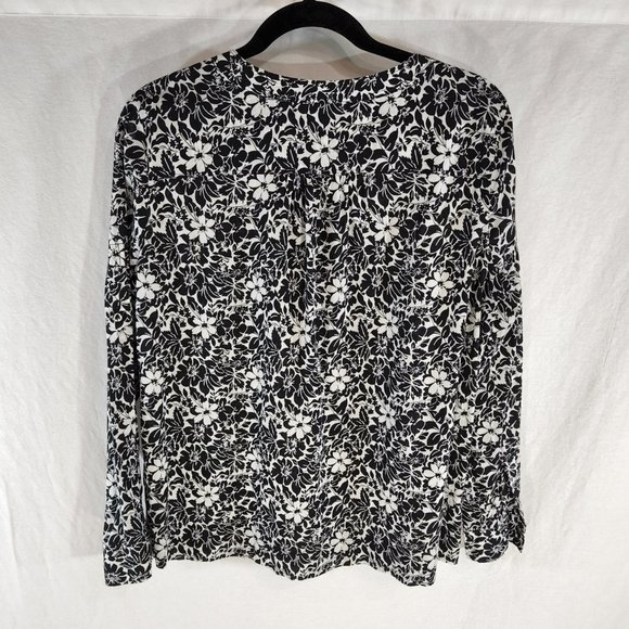 LIZ CLAIBORNE Flower Print Shirt Size L Black/White Color 100% Cotton Exc. Cond! - Picture 2 of 16